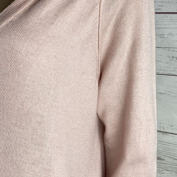 Lemón Hooded Sweater Small Pink Oversized Split Back Thin Knit Cashmere Blend - Picture 6 of 12